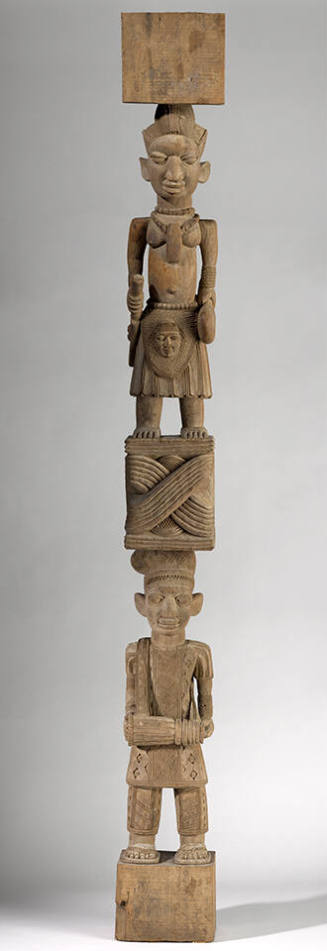 Veranda Post with Priest of Sàngó and Bata Drummer