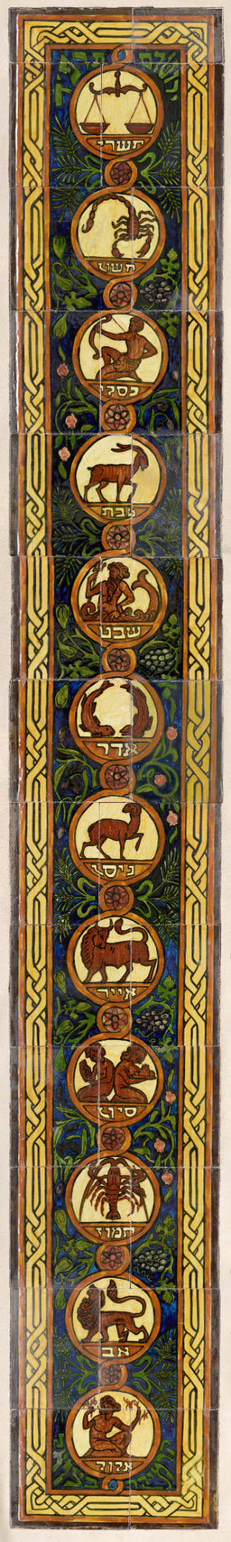 Ceramic Tile Panel with Signs of the Zodiac