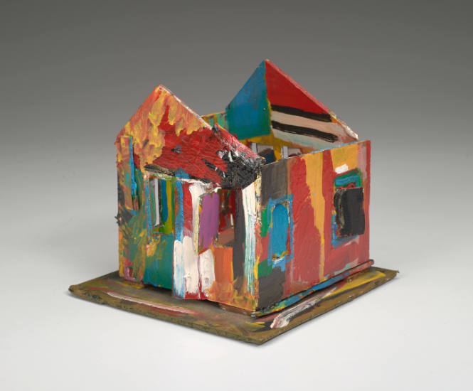 Painted Shack Sculpture with No Roof