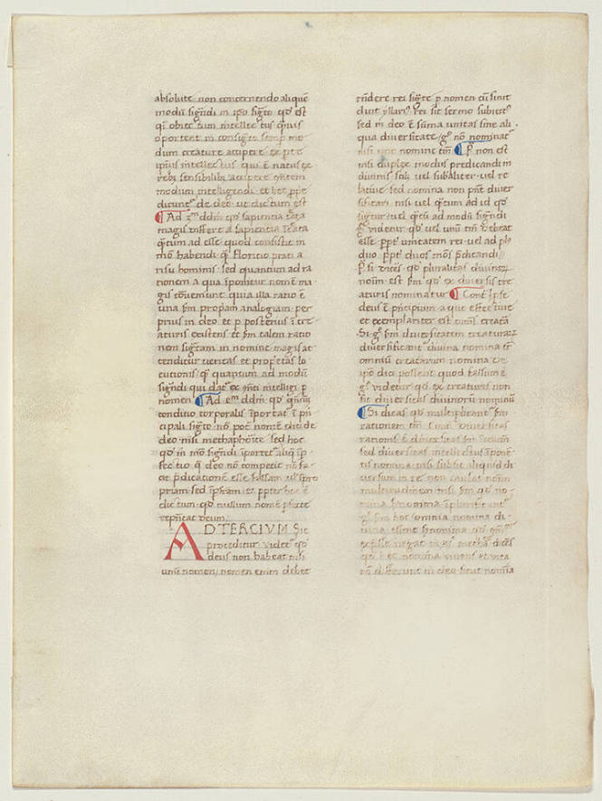 Leaf from "St. Thomas Aquinas, 'Commentary on the Sentences'"