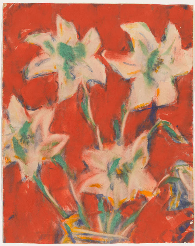 White Lilies on Red