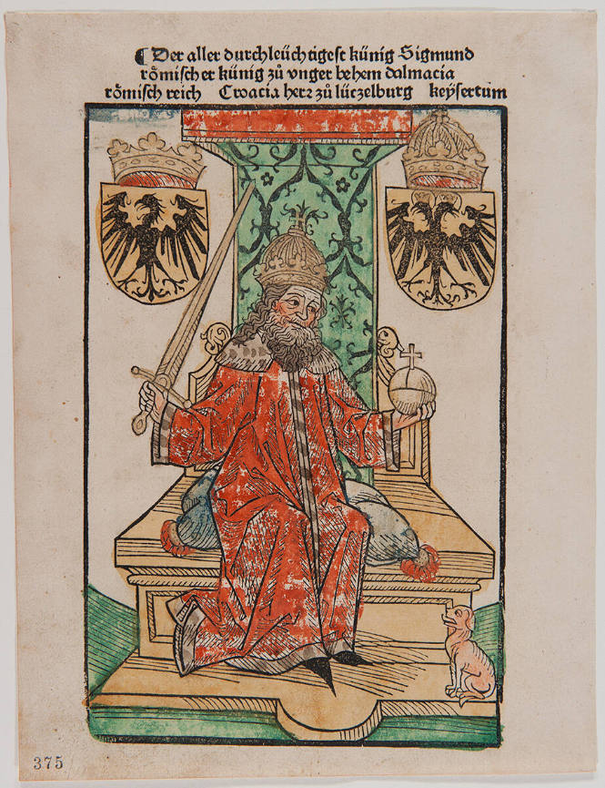 Concilium zu Konstanz by Ulrich von Richental (circa 1365–1437): Sigismund of Luxembourg (page preceding Ch. CLXIX)
Imprint: Printed in Augsburg by Anton Sorg, September 2, 1483