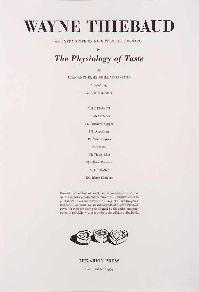 Colophon to the series "The Physiology of Taste"