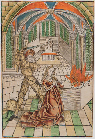 Leaf from Schatzbehalter der wahren Reichtümer des Heils (Treasury of the True Riches of Salvation) by Stephan Fridolin (d. 1498): Jephthah and his Daughter (Judges 11:39); Imprint: Printed in Nuremberg by Anton Koberger, November 8, 1491