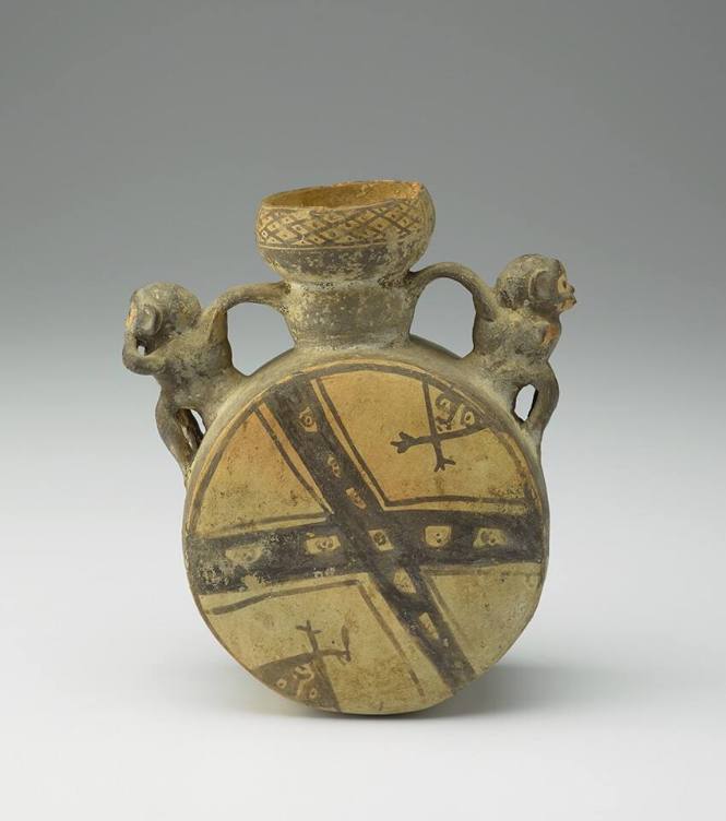 Vessel with monkey figures on handle