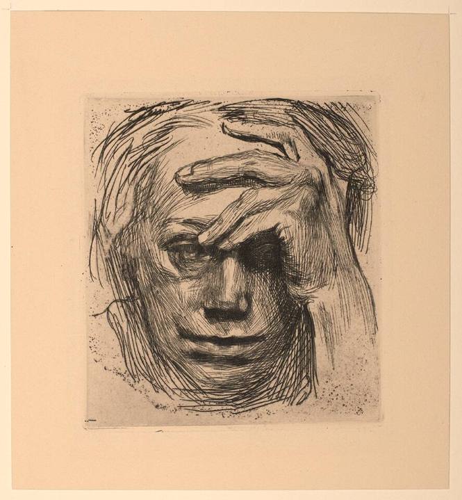 Self Portrait with Hand to Forehead