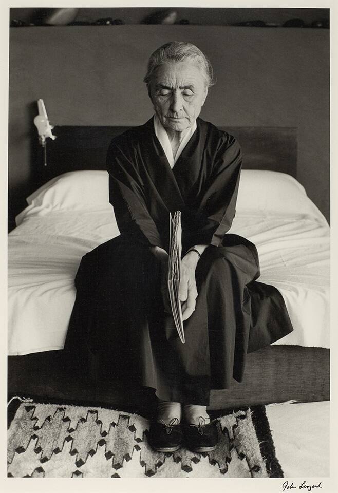 Georgia O’Keeffe Holding Book by Leonard Baskin, Bedroom Abiquiu