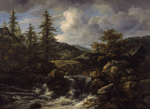 Wooded Landscape with Waterfall