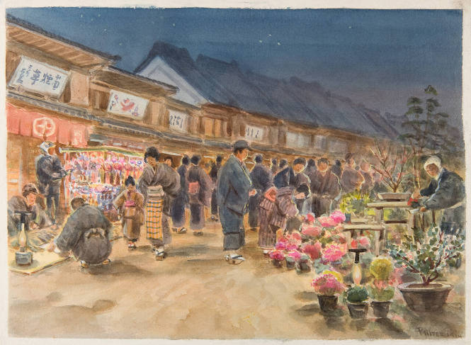 Untitled (street market at night, Japan)