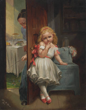 Young Girl Behind Doorway