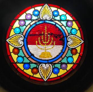 Stained Glass Roundel Depicting a Menorah