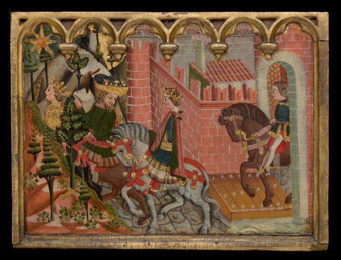 Predella panel from an altarpiece: Departure of the Magi from Herod's Palace