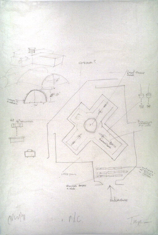 Installation drawing for "But the Ball is Lost and The Mallet Slipped"