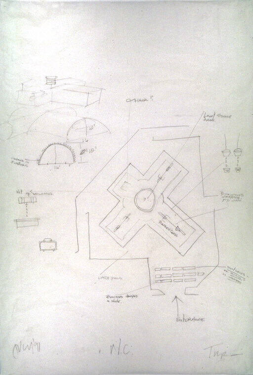 Installation drawing for "But the Ball is Lost and The Mallet Slipped"