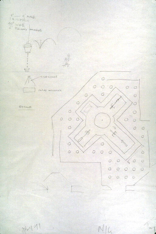 Installation drawing for "But the Ball is Lost and the Mallet Slipped"